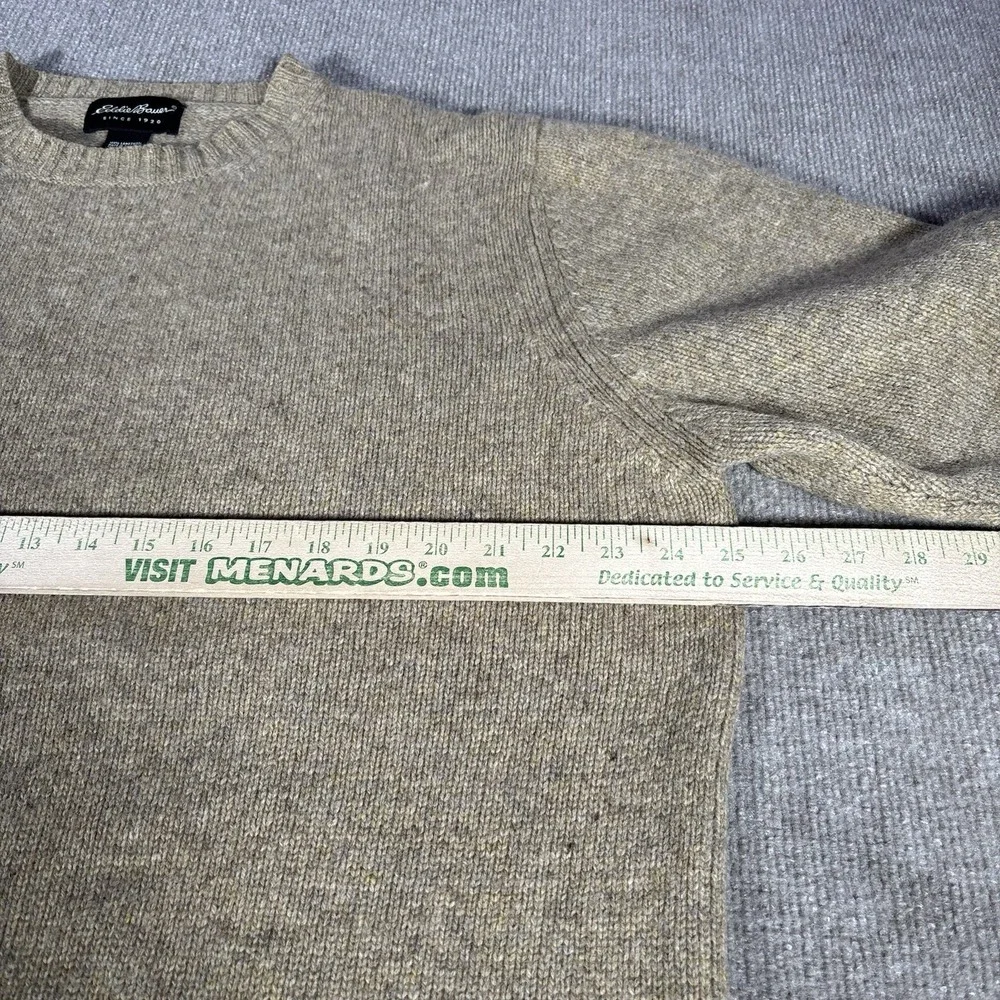 Eddie Bauer Sweater Mens L Crewneck Tan Beige Knit 100% Lambswool - Picture 7 of 8